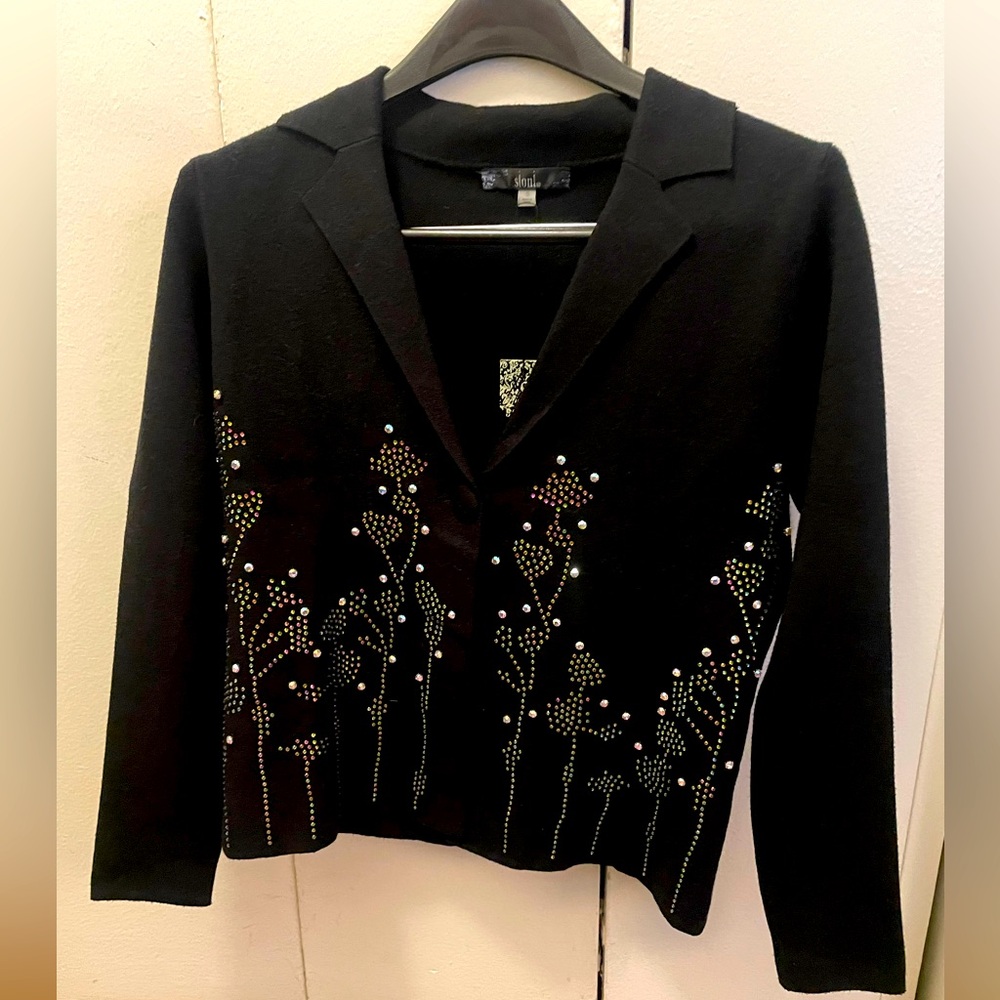 Sioni cardigan with floral rhinestone accent